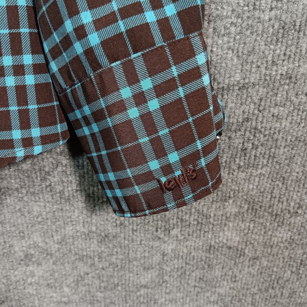 Levi's Flannel Shirt Black Plaid Jasper The Everyday Embroidered Logo Button Up - Picture 9 of 16